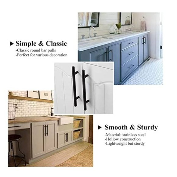 NEW Set x12 Matte Black 11.75" Long Cabinet Pull 7.5" Hole Drawer Handle Kitchen - Picture 2 of 4